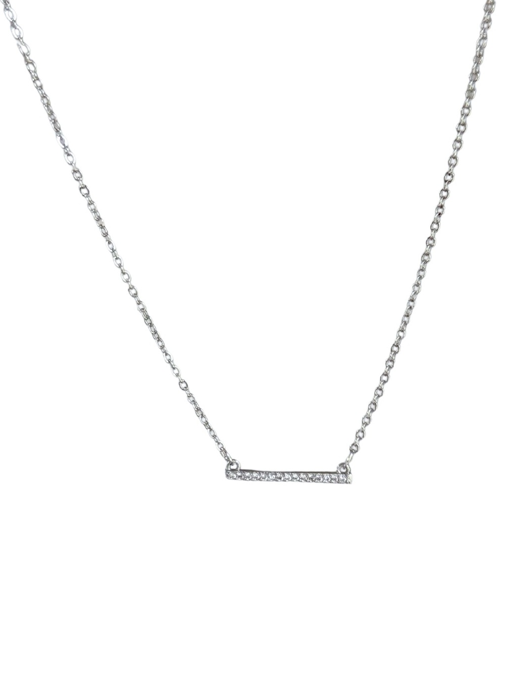 SILVER TONE Bar Pendant Necklace